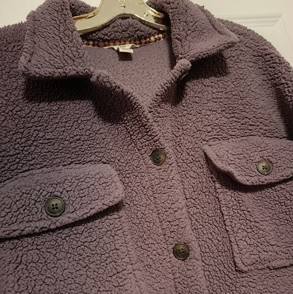 M💜Weatherproof Shacket Plush Teddy Jacket - Deep Purple - Picture 3 of 9